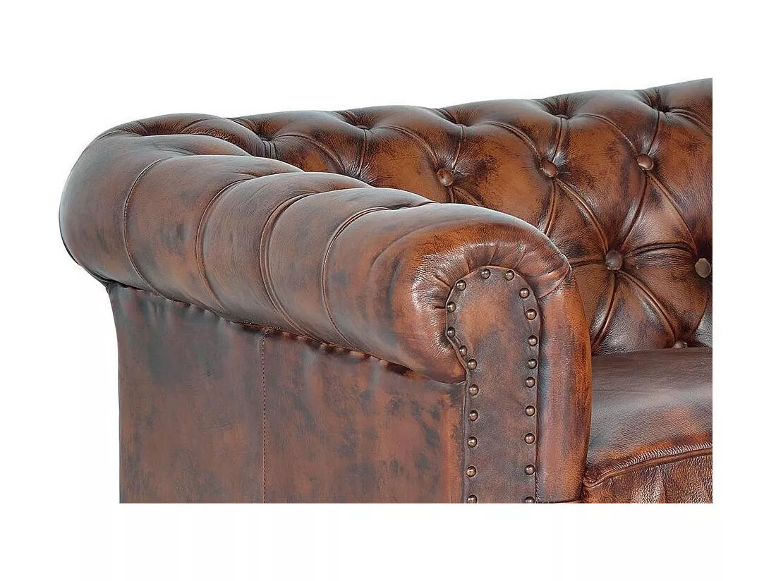 Fauteuil Chester en cuir Marrón.Giner y Colomer.72x86x96
