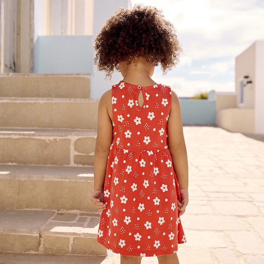 Robe sans manches imprimé fantaisie pour bébé fille - Rouge