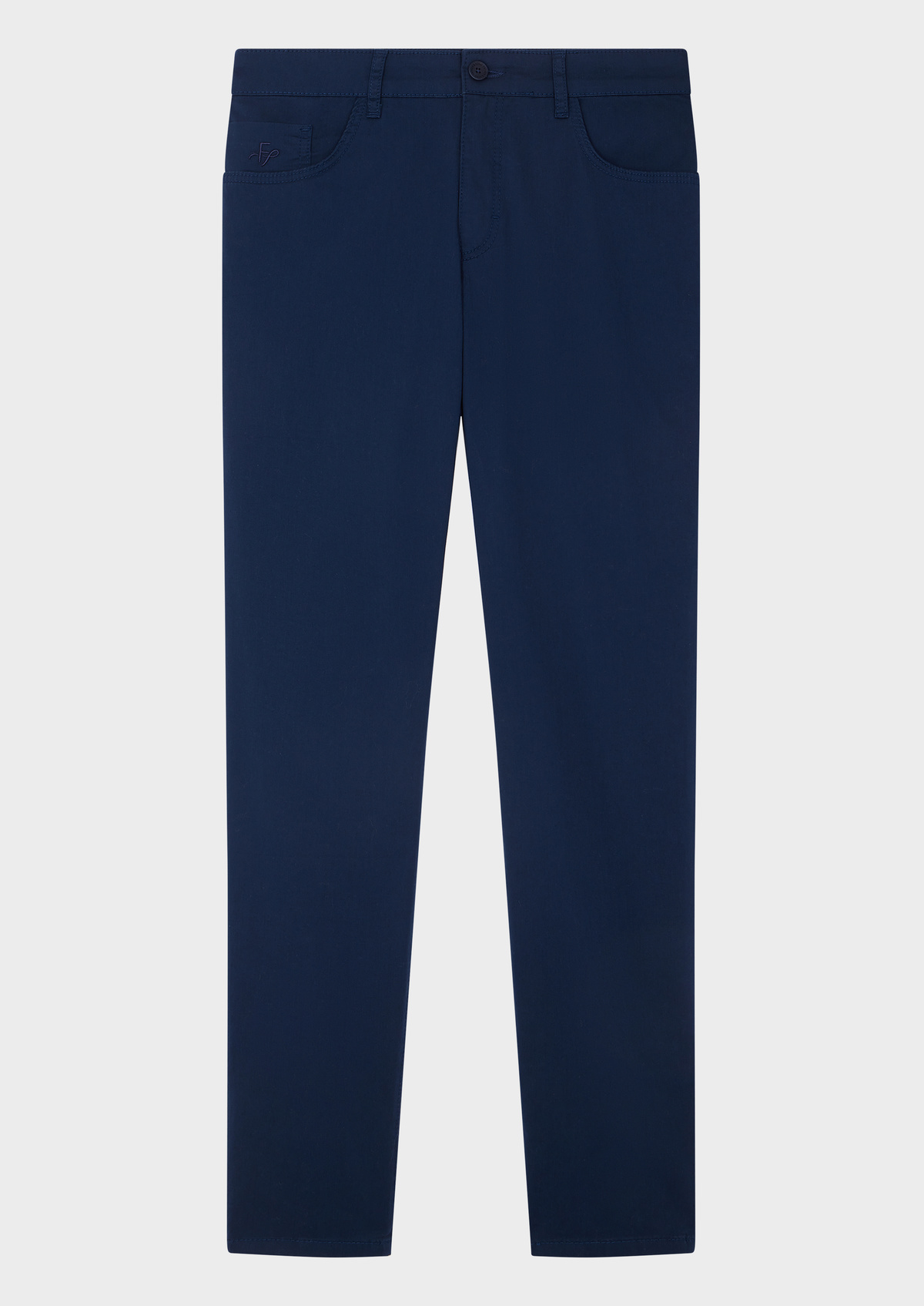 Pantalon casual skinny 7/8 en coton stretch uni bleu marine