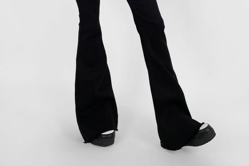 Sundine - Mid Rise Fray Flared Jeans