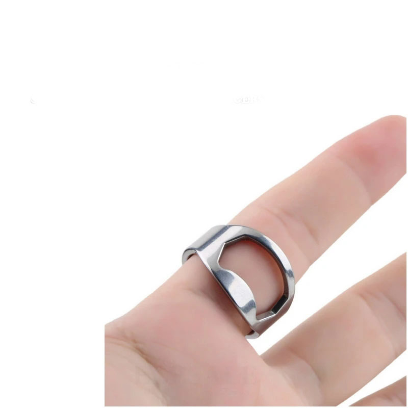 (Ø22mm) 2in1 Edelstahl Ring Flaschenöffner Bier Deckel Entferner Kronkorken Fingerring - Silber