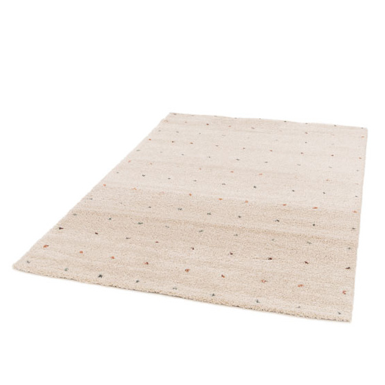 Tapis doux à poils longs - sofia - écru et pois colorés - 120 x 170 cm