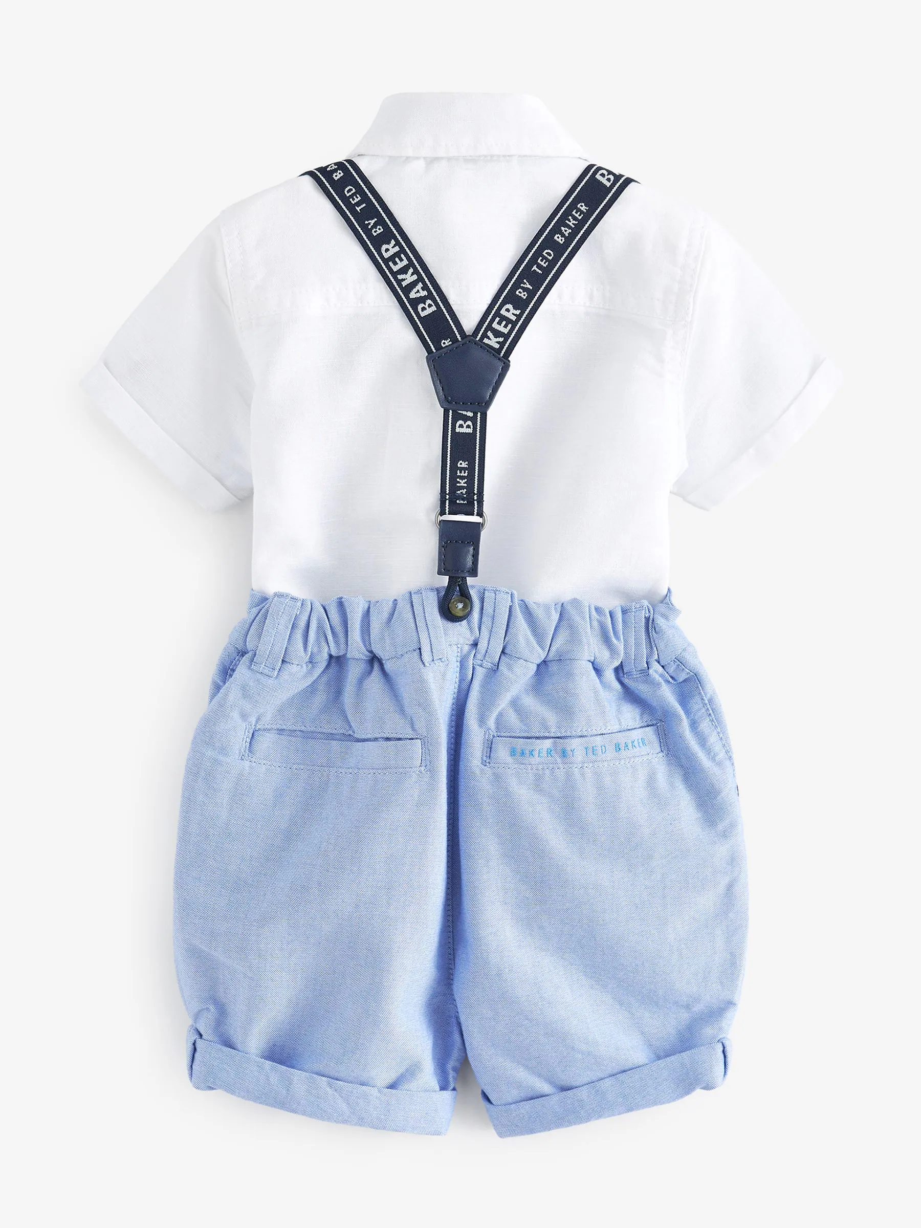 Marineblauw/wit - Baker by Ted Baker 3 -delig set van overhemd, short en bretels