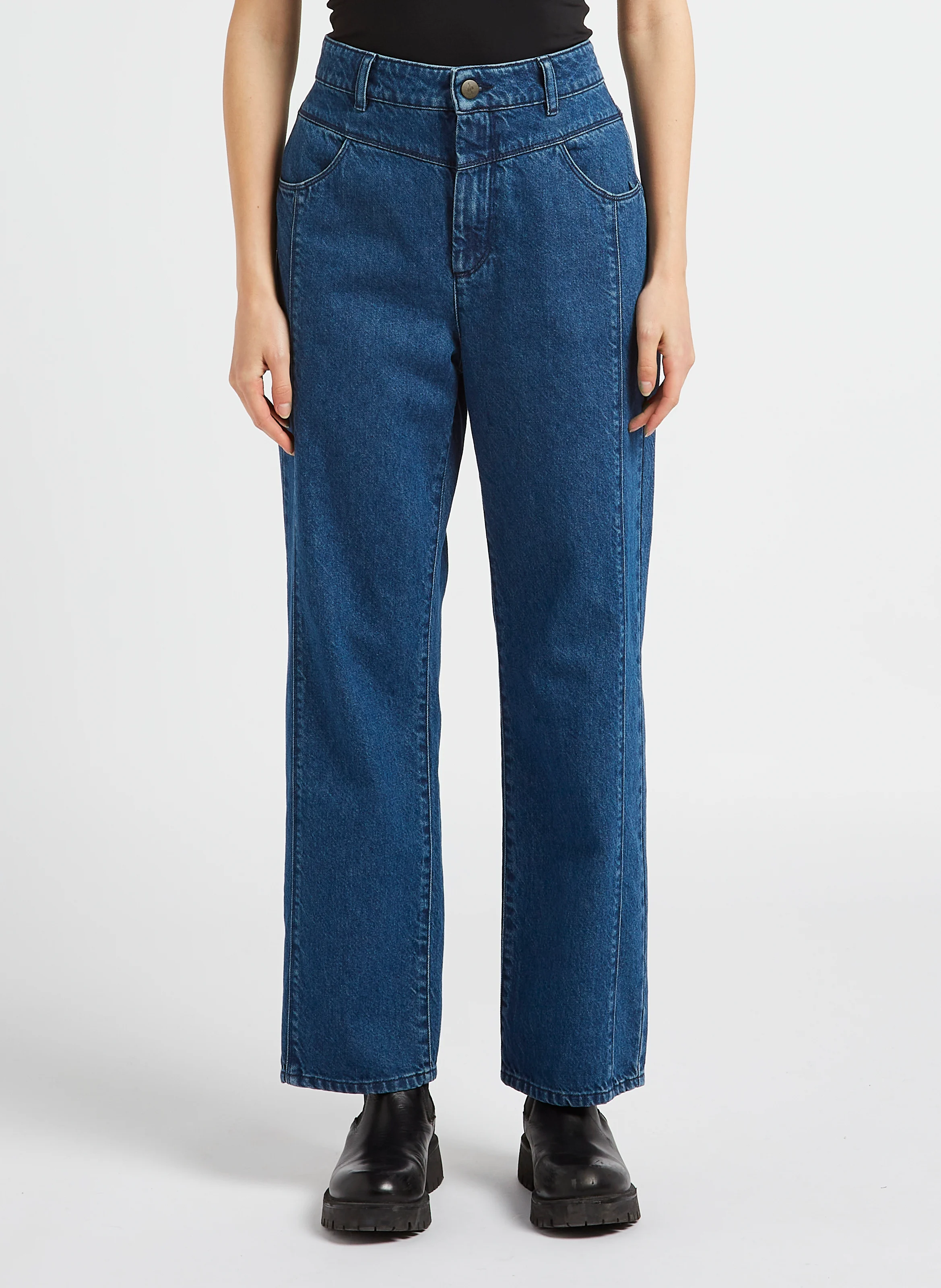 LE AVA - Jean droit en coton | Bleu