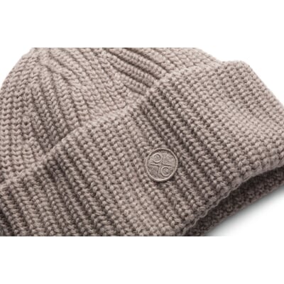 Damen-Rippenstrickmütze, Taupe