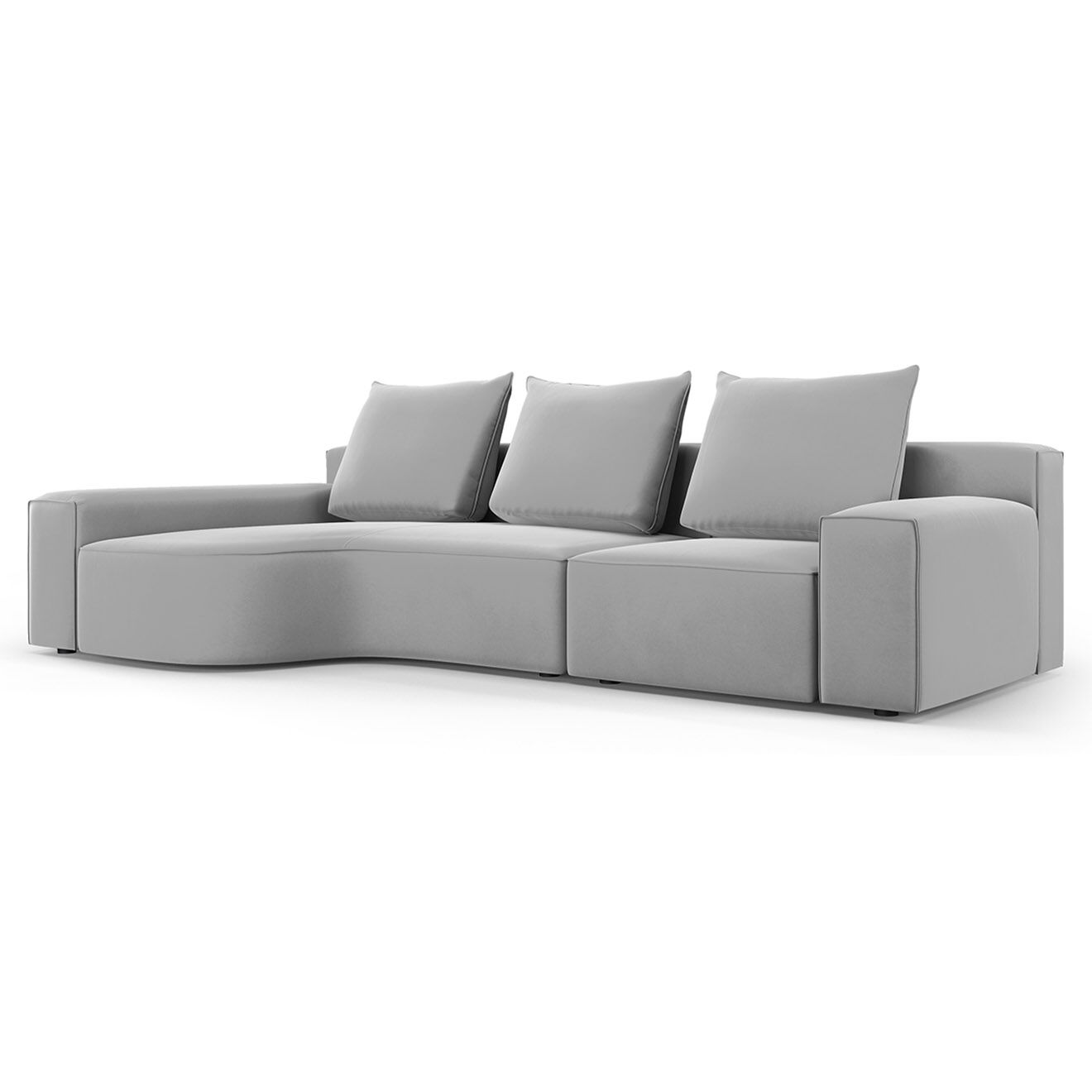 Mazzini Sofas Canapé d'angle Gauche Velours Ivy 4 Places gris clair - 280x137x89 cm