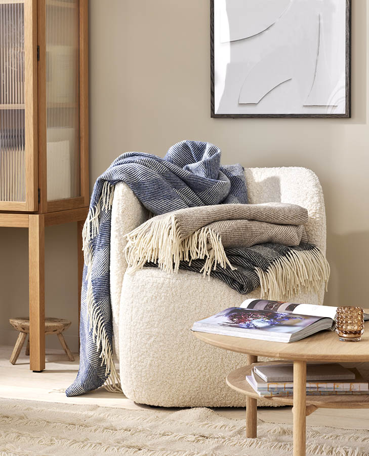 Zoe ullpledd 130x170 beige