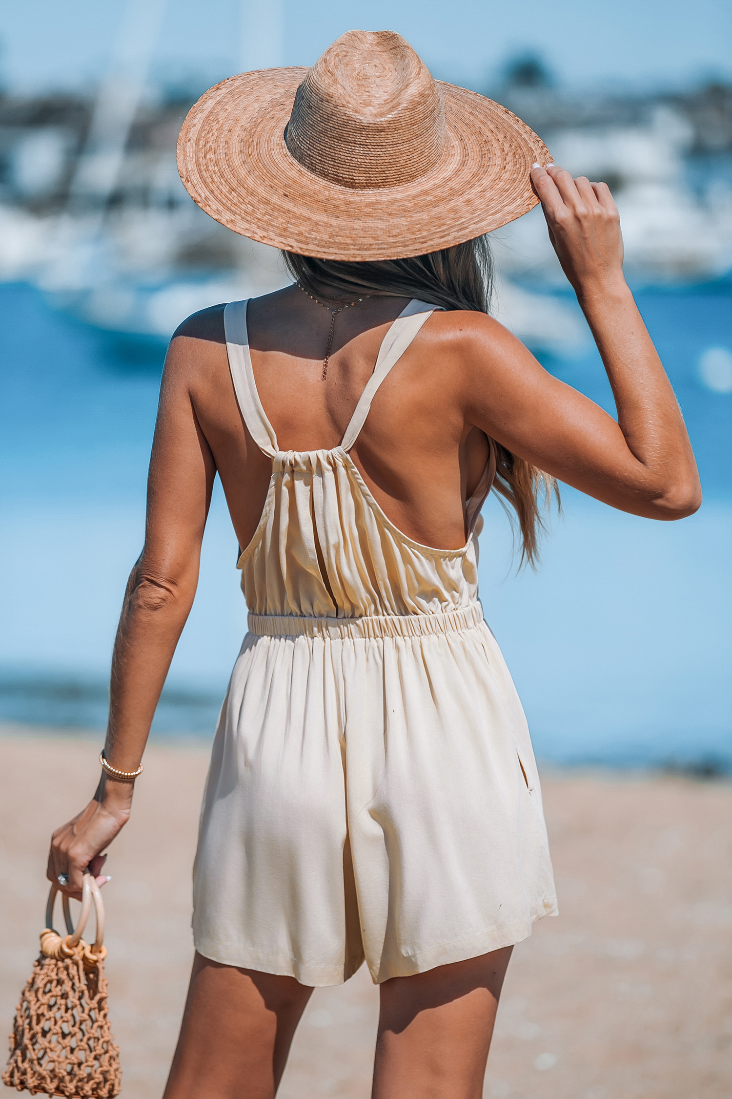 Combishort cover up sans manches à col en V surplis