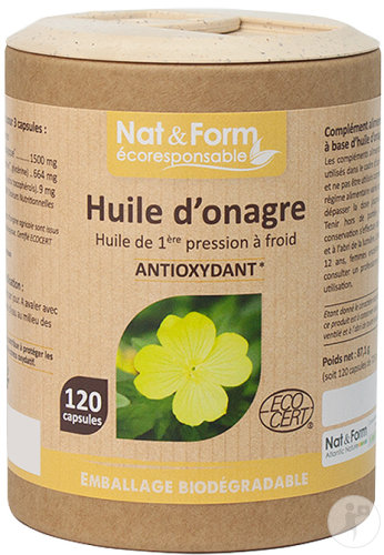 Nat&Form Huile D'Onagre Antioxydant Bio 120 Gélules