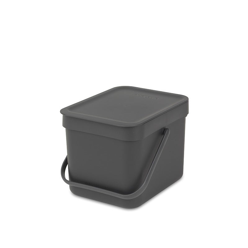 Brabantia afvalemmer met deksel, 6 liter, HxBxD 18 x 20 x 24,5 cm, kunststof, donkergrijs