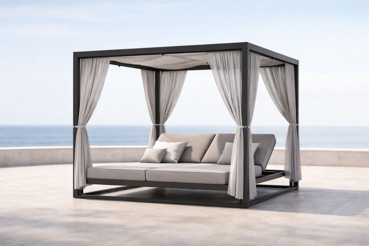 Gartenbett Himmel Aluminium Grau 200x200×200 cm
