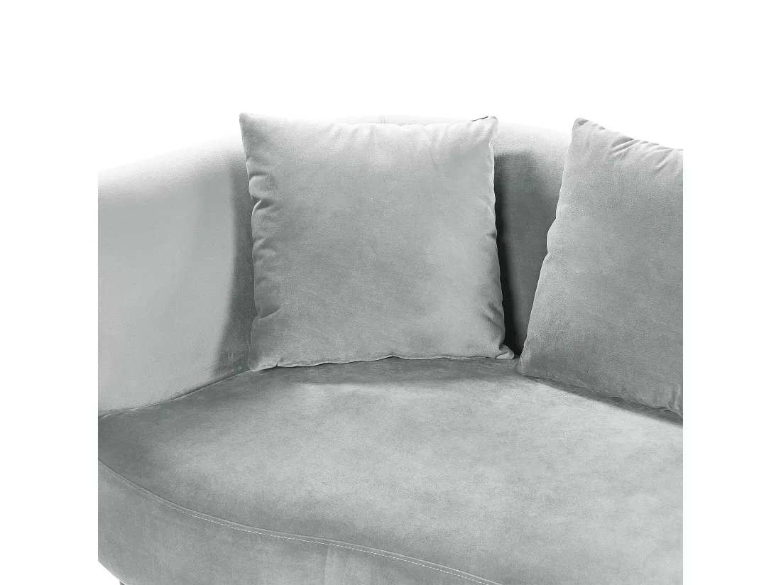 Chaise longue côté droite en velours gris clair CHAUMONT