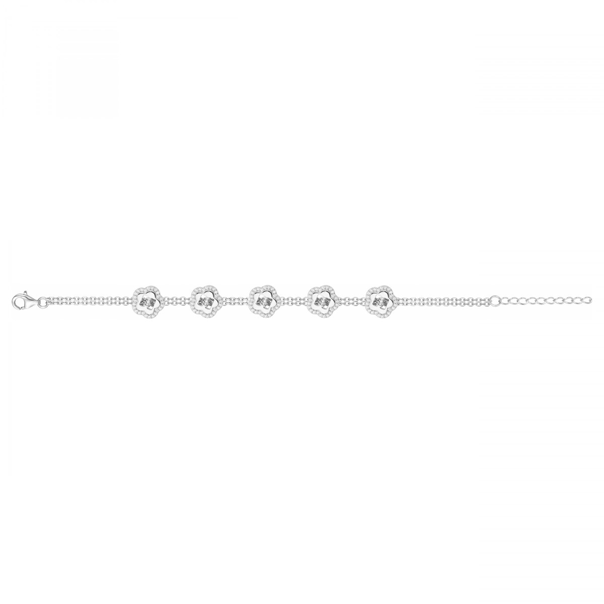 Bracelet souple multi-motifs en Argent avec oxyde de zirconium blanc