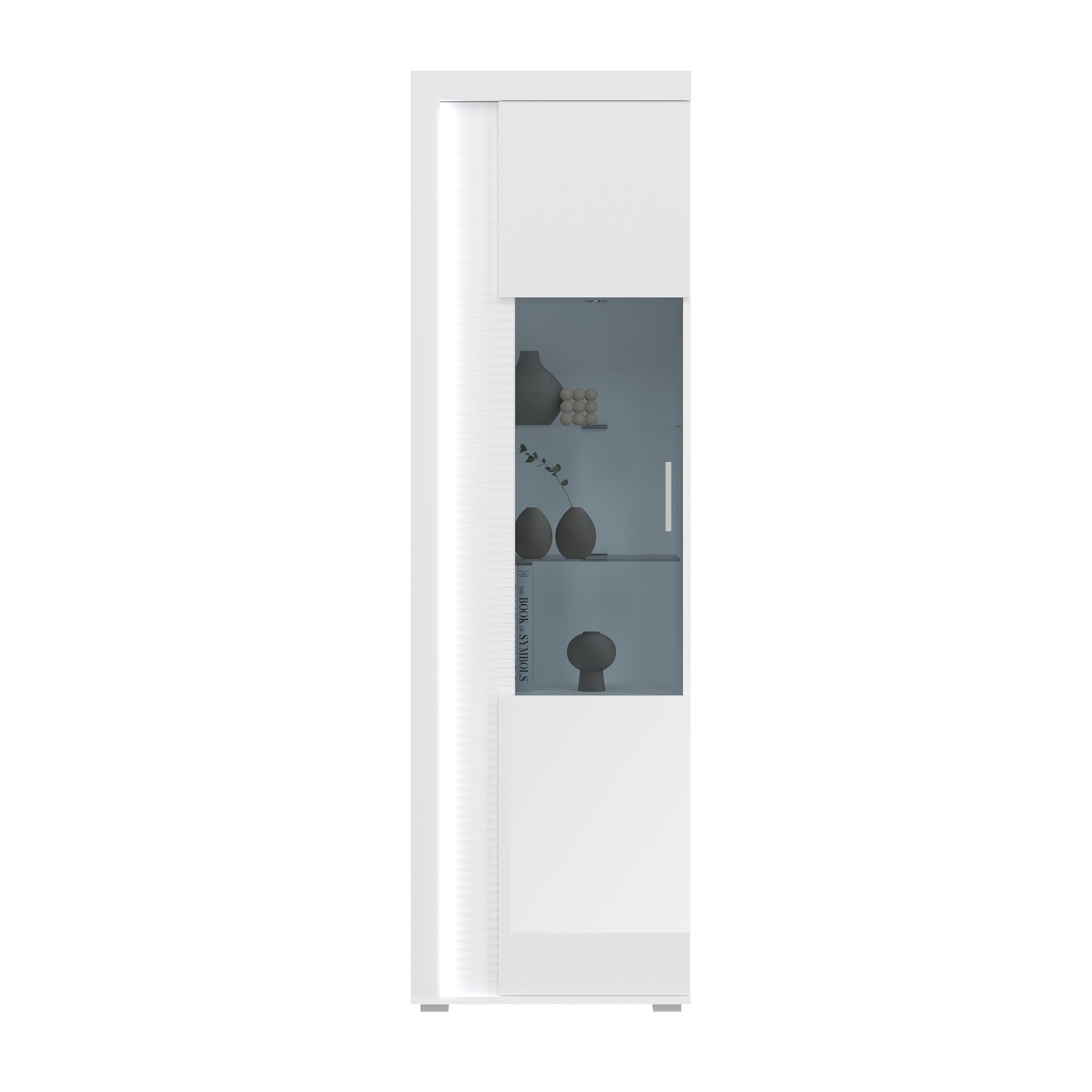 Vitrine SKYLIGHT - weiß Hochglanz - mit Beleuchtung - 202 cm hoch