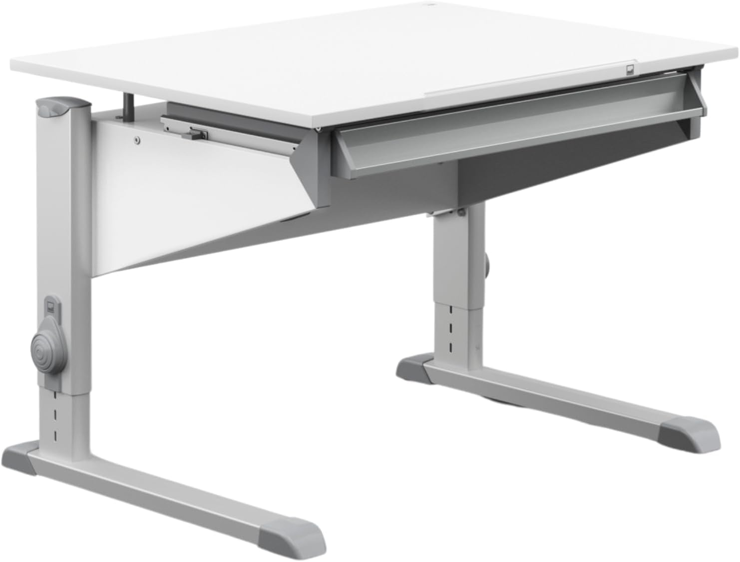 Moll Sprinter CP Kinderschreibtisch höhenverstellbar | mitwachsend, ergonomisch & neigbar für aufrechtes Sitzen | ideal für Schulkinder | Schreibtisch weiß optional mit Schublade | Made in Germany