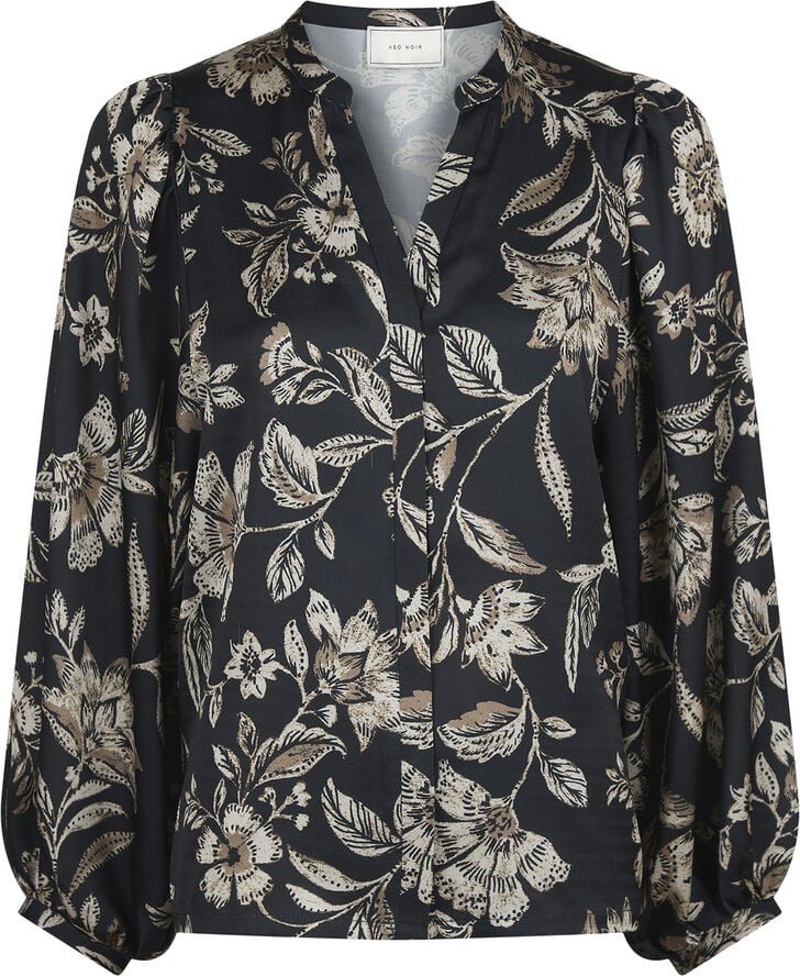 Neo Noir Nani Canvas Flower Blouse Dark navy