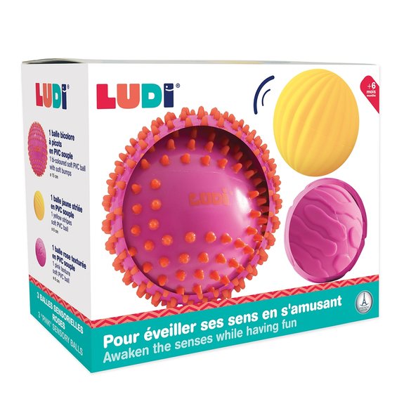3 balles sensorielles rose