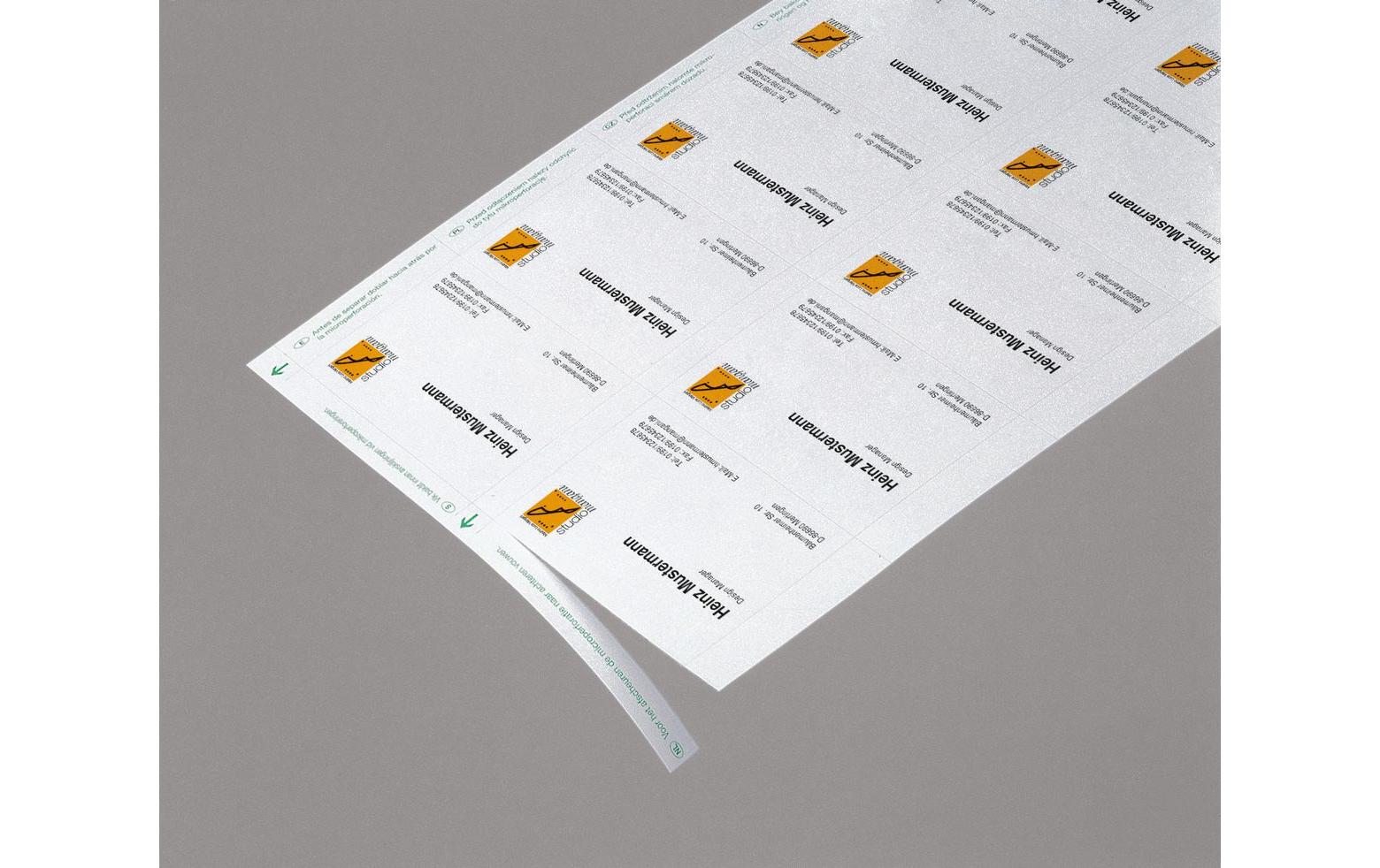 Visitenkarten-Etiketten 8.5 x 5.5 cm, 60 Blatt, 200 g, WeissBlanko-Visitenkarten zum Bedrucken