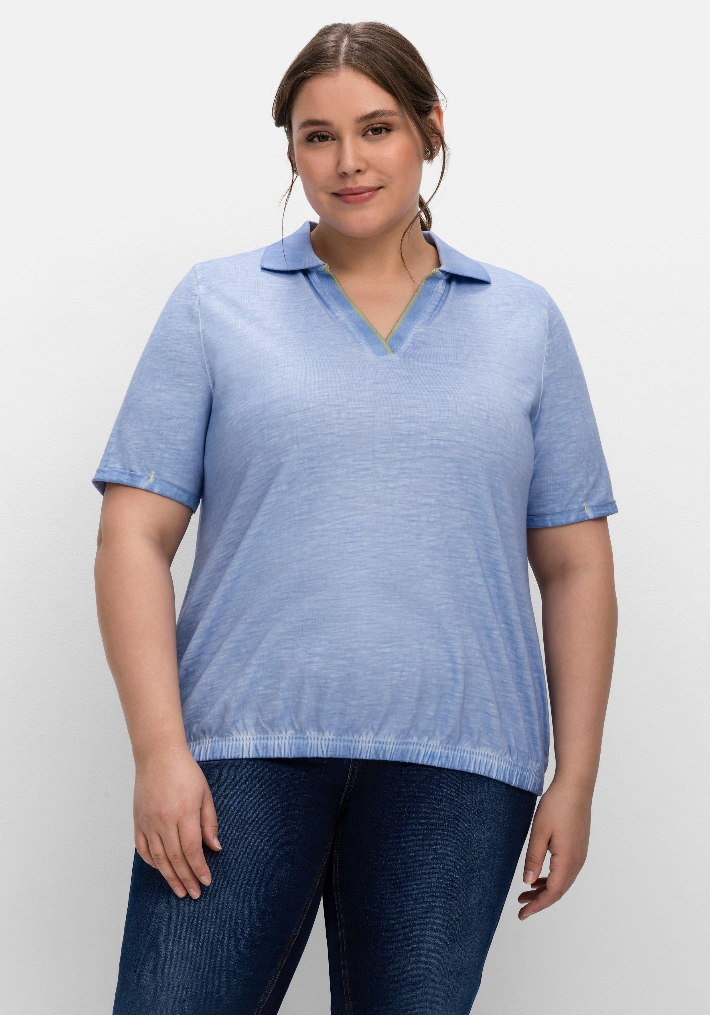 Shirt mit Polokragen, im Used-Look