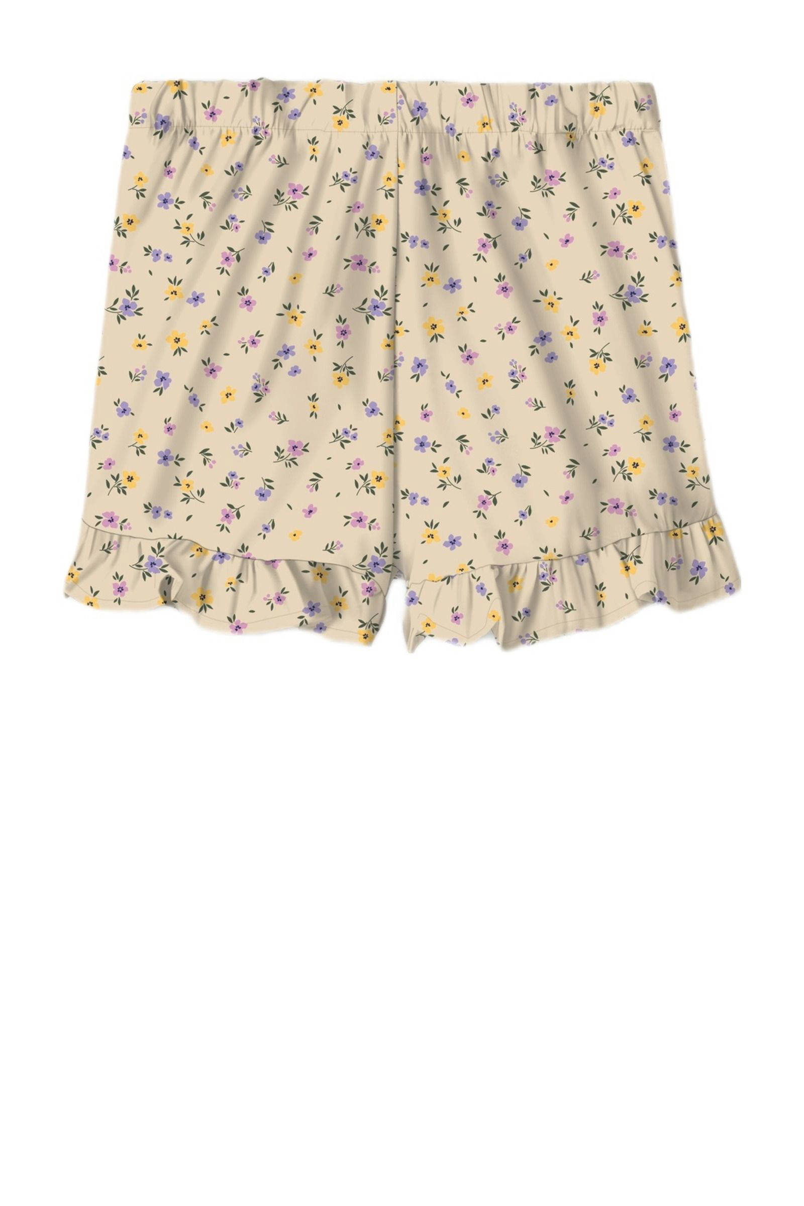 NAME IT skort NMFVINAYA met all over print en volant ecru/lila/geel