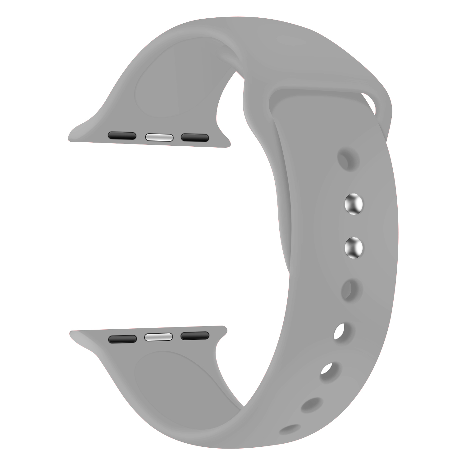 Apple Watch (49/46/45/44 mm) Silikon Sport Armband mit Doppelverschluss (Gelenkumfang: 195-230mm) - Grau