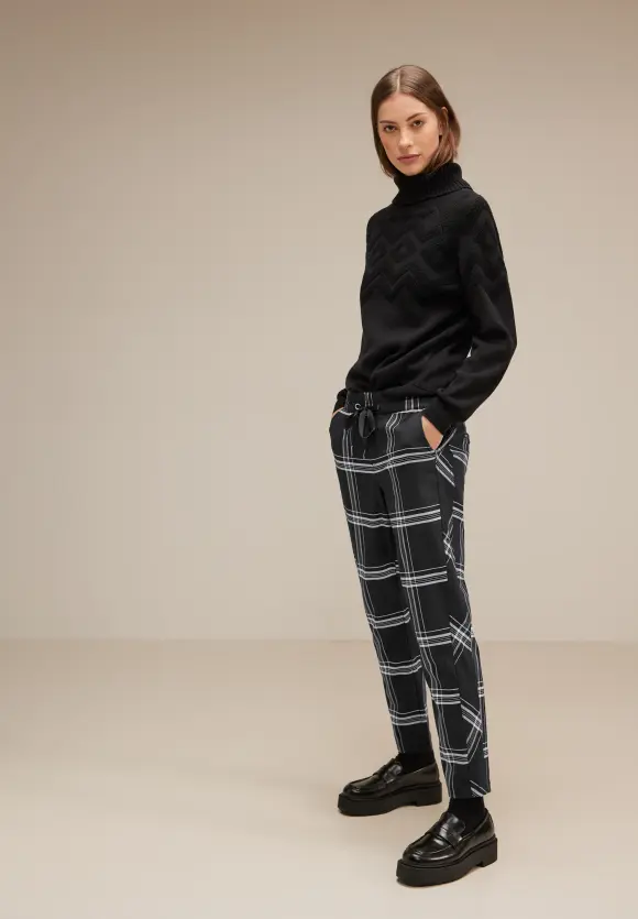 Loose Fit Karohose - Black
