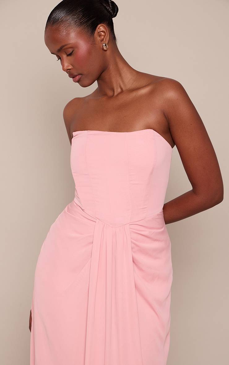 Rose Bébé Robe Maxi Bandeau À Détails Drapés Et Corset