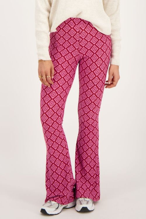 Roze flared broek met ikat print