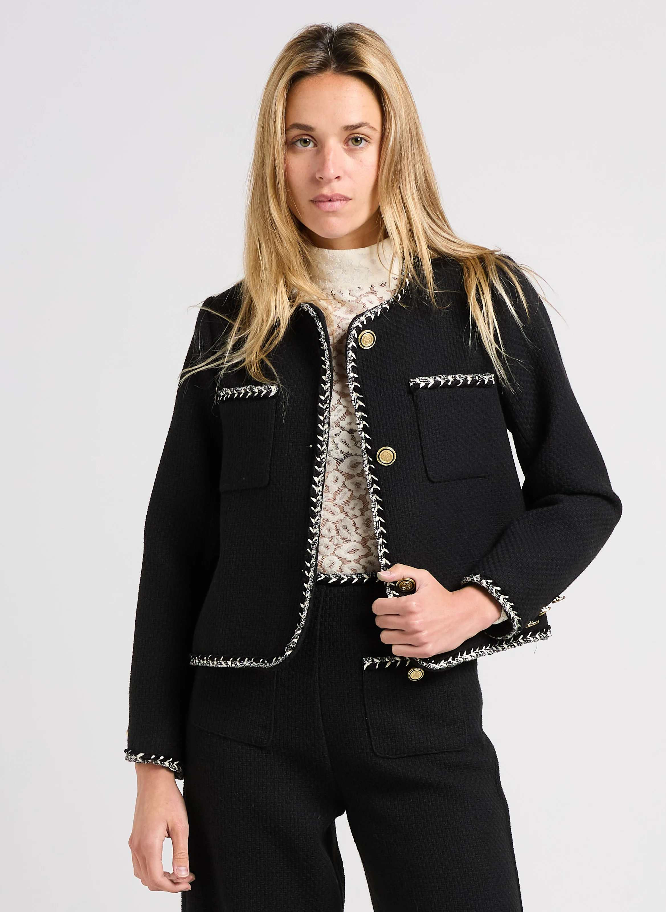 DONNA - Veste col rond| Noir
