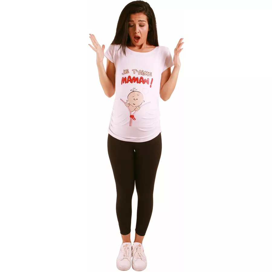 M.M.C. Umstandsshirt Je t’aime maman mit Motiv Weiß