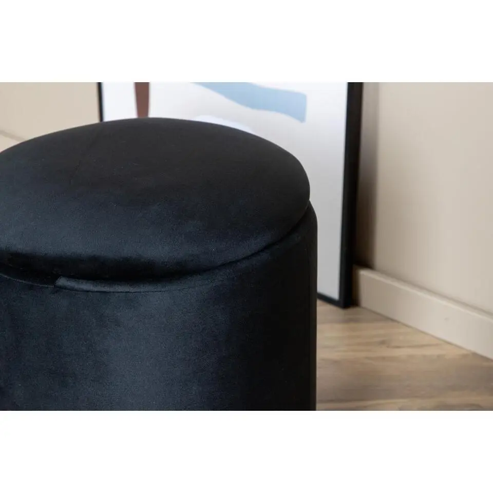 Svea - Zara poef - velvet - zwart