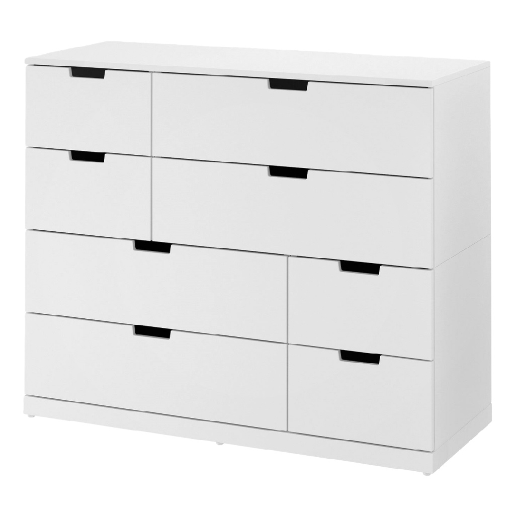 Commode 8 tiroirs en bois blanc – 120×104×48 cm, design moderne, grande capacité, garantie 2 ans
