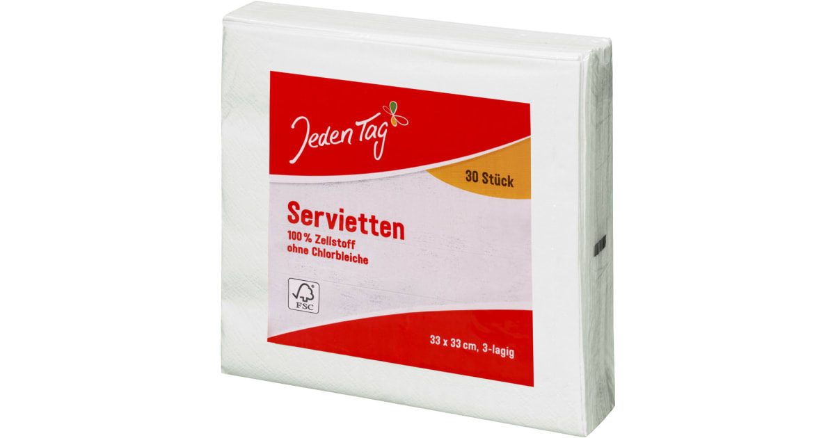 Jeden Tag Servietten weiß 33x 33 cm 3-lagig