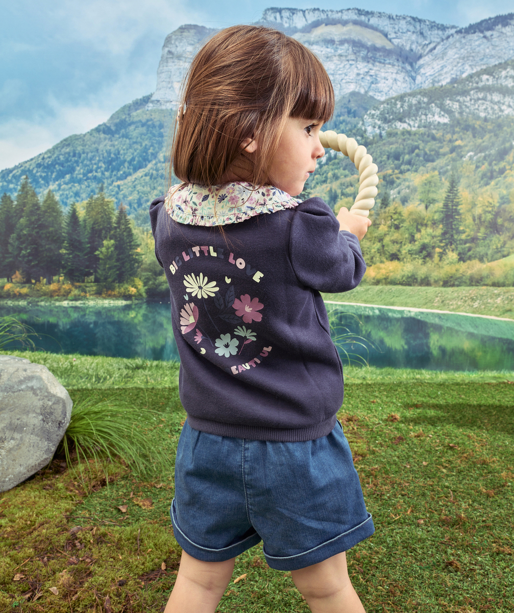 SHORT BÉBÉ FILLE EN DENIM LOW IMPACT AVEC CEINTURE