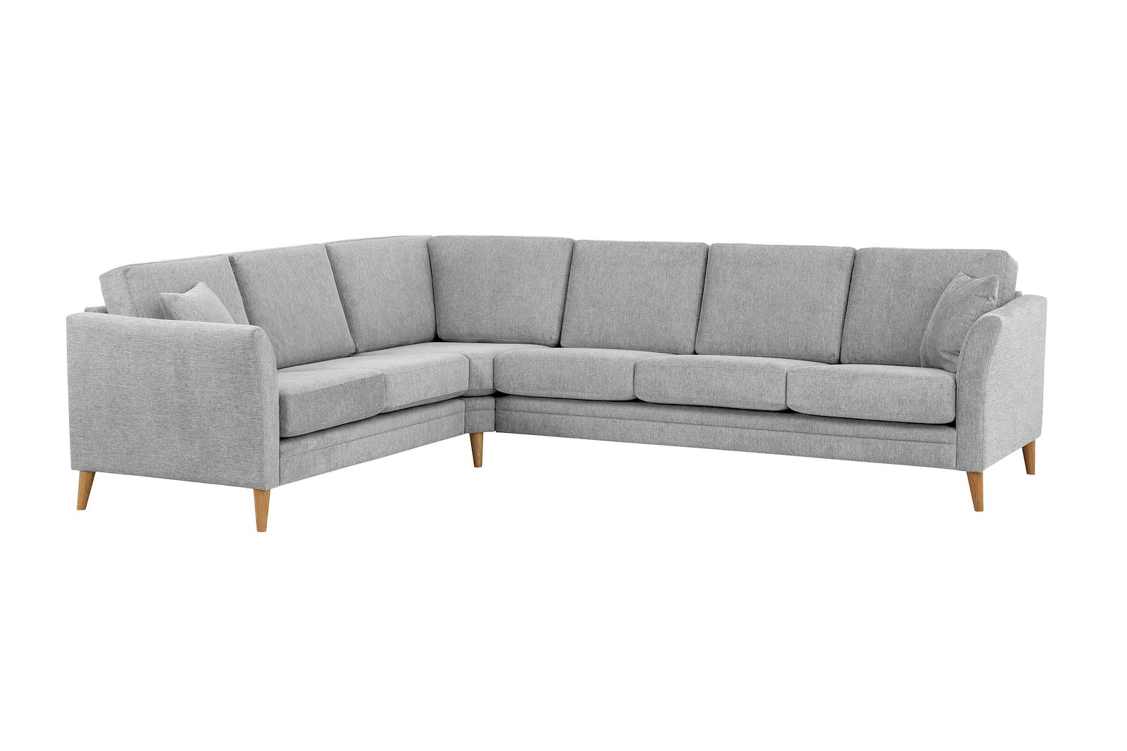 Eden hjørnesofa 23 hjørne i tekstil Brego 3 Grey med ben i eik natur (15137).
