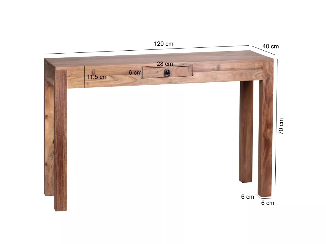 Table console Bois Massif 120x70x40cm Table de couloir Table de bureau