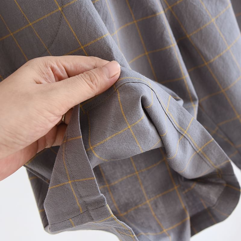 Dogini - Geruite pyjamashort met gemiddelde taille