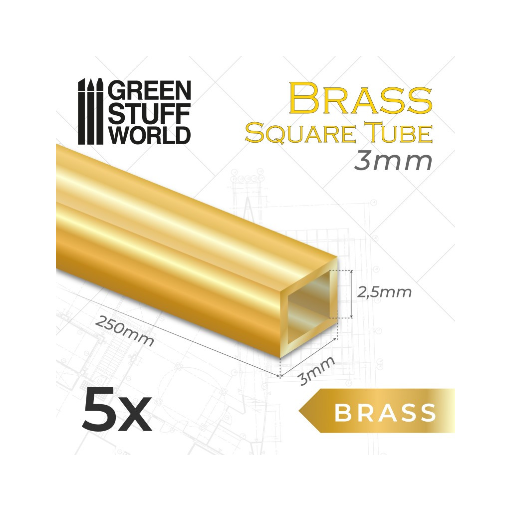 Tubes de Laiton Carrés 3mm