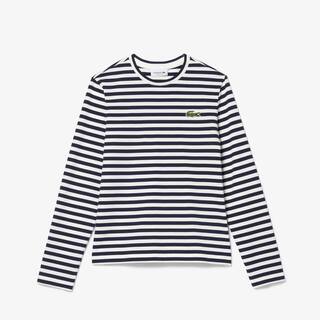 T-shirt manches longues femme Lacoste à rayures en jersey de coton T-Shirts - Bleu - Lacoste - Femme