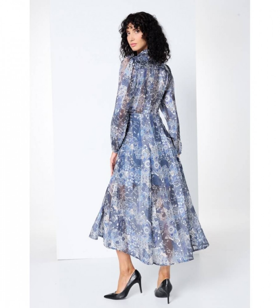 Victorio & Lucchino, Vestido midi fluido com estampa floral azul V&L