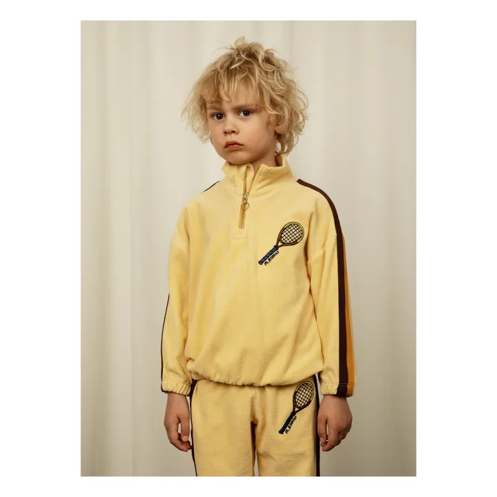 Mini Rodini Sweat Col Zippé Tennis Eponge Bio | Jaune