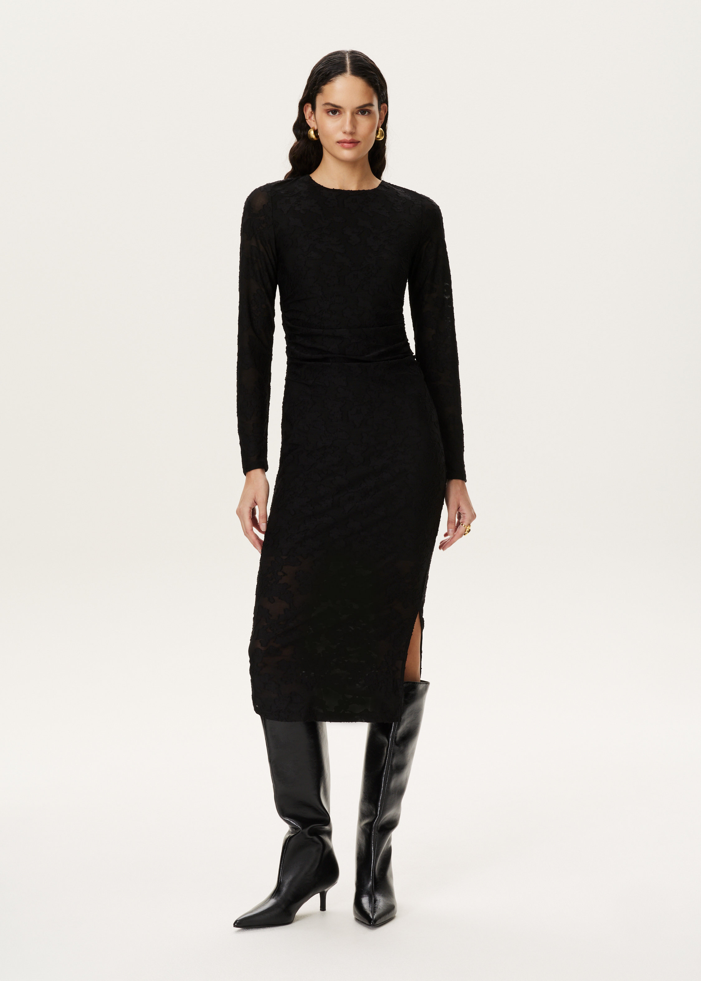 Midi jurk met gedrapeerd detail