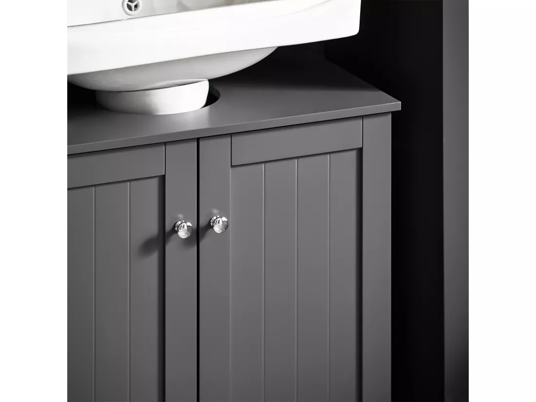 SoBuy BZR18-II-DG Meuble Sous-Lavabo à 2 étages et 2 portes meuble de rangement de salle de bain - L60cm x P30cm x H60cm