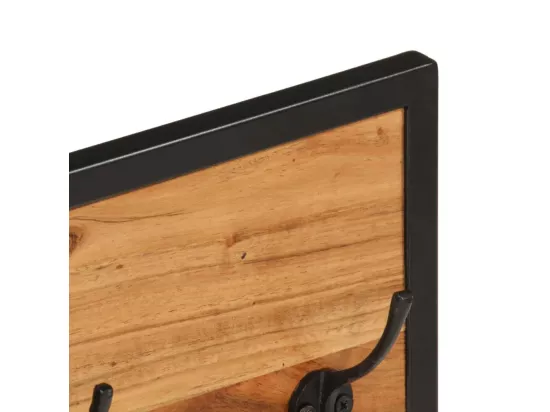 Porte-manteau mural 90x1x35 cm bois massif d'acacia et fer