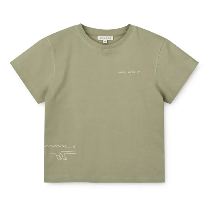 Liewood T-shirt Sixten Crocodile | Vert kaki clair