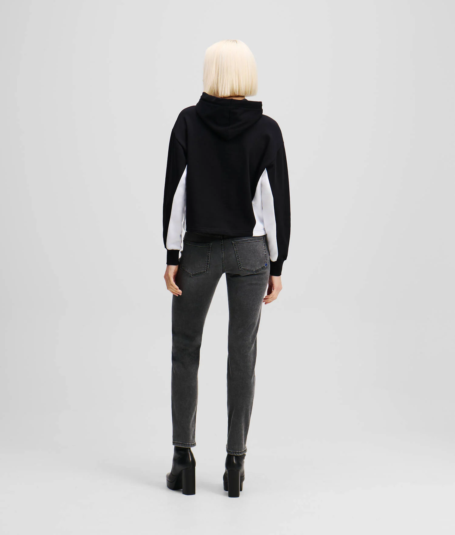 JEAN SLIM TAILLE MI-HAUTE - Noir lavé