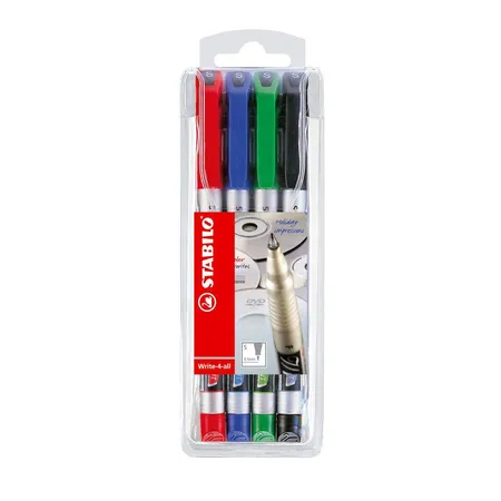 Permanent-Marker - STABILO Write-4-all - superfein - 4er Pack - blau, rot, grün, schwarz