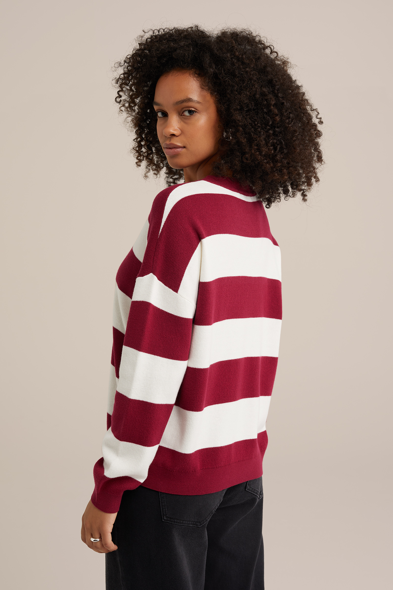 gestreepte trui WE Fashion Donkerrood