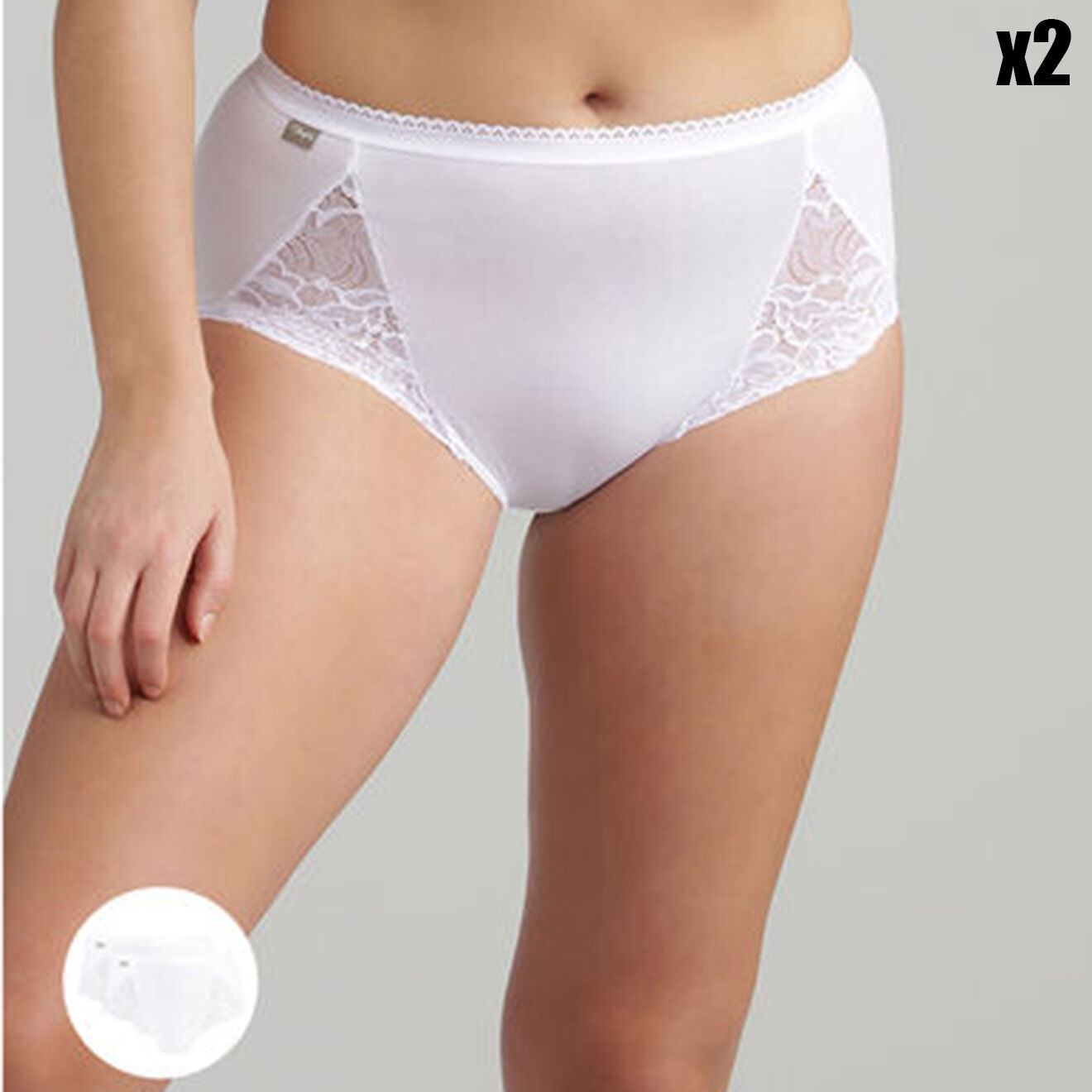 Playtex 2 Culottes Coton & Dentelle blanches