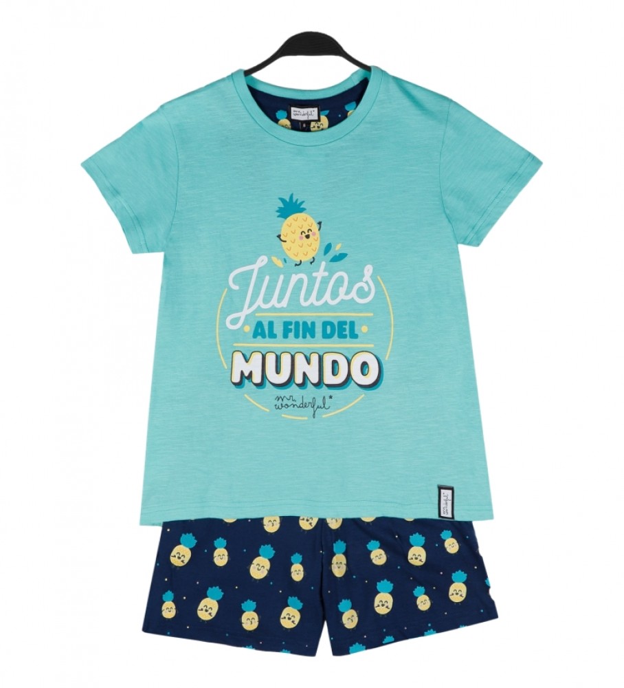 Pijama de manga curta Aznar Innova MR WONDERFUL Turquesa Pia